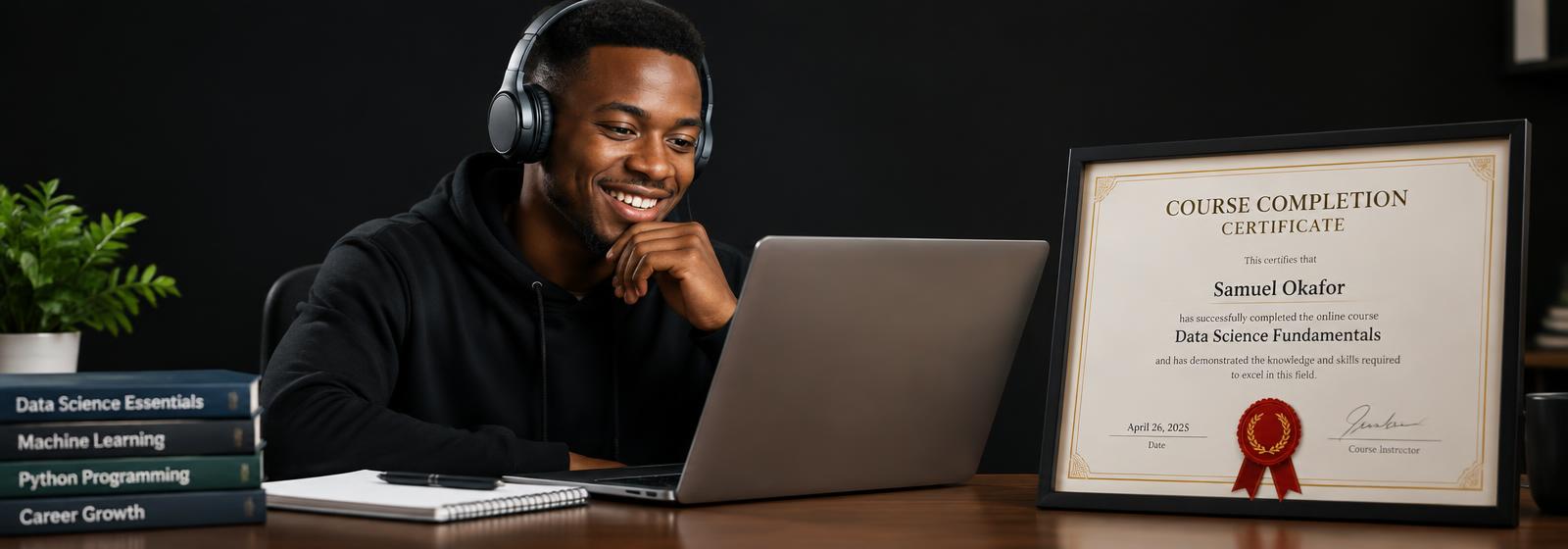 Estudante com certificado de conclusão